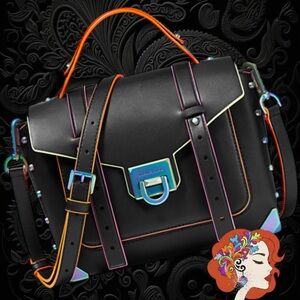 Michael Kors Black Satchel with Colorful Trim and MK Dust bag